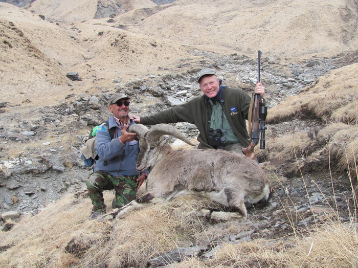  Boddington used a Blaser R8 in .300 Blaser Magnum to take this Himalayan blue sheep in Nepal at a bit over 500 yards. Under ideal conditions that kind of distance isn’t his absolute limit—but it’s getting close.